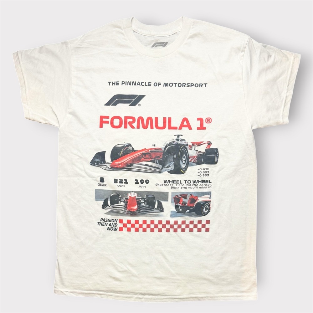 Formula 1 F1 Racing Graphic T-Shirt White Mens Medium Hybrid Apparel Motorsport